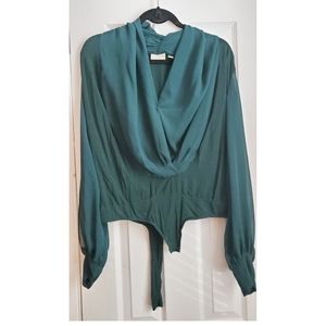 NY Style & Co Eva Mendes pleated chiffon bodysuit